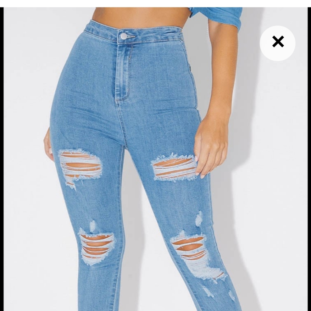 Prettylittlething Disco Distressed Skinny Jeans